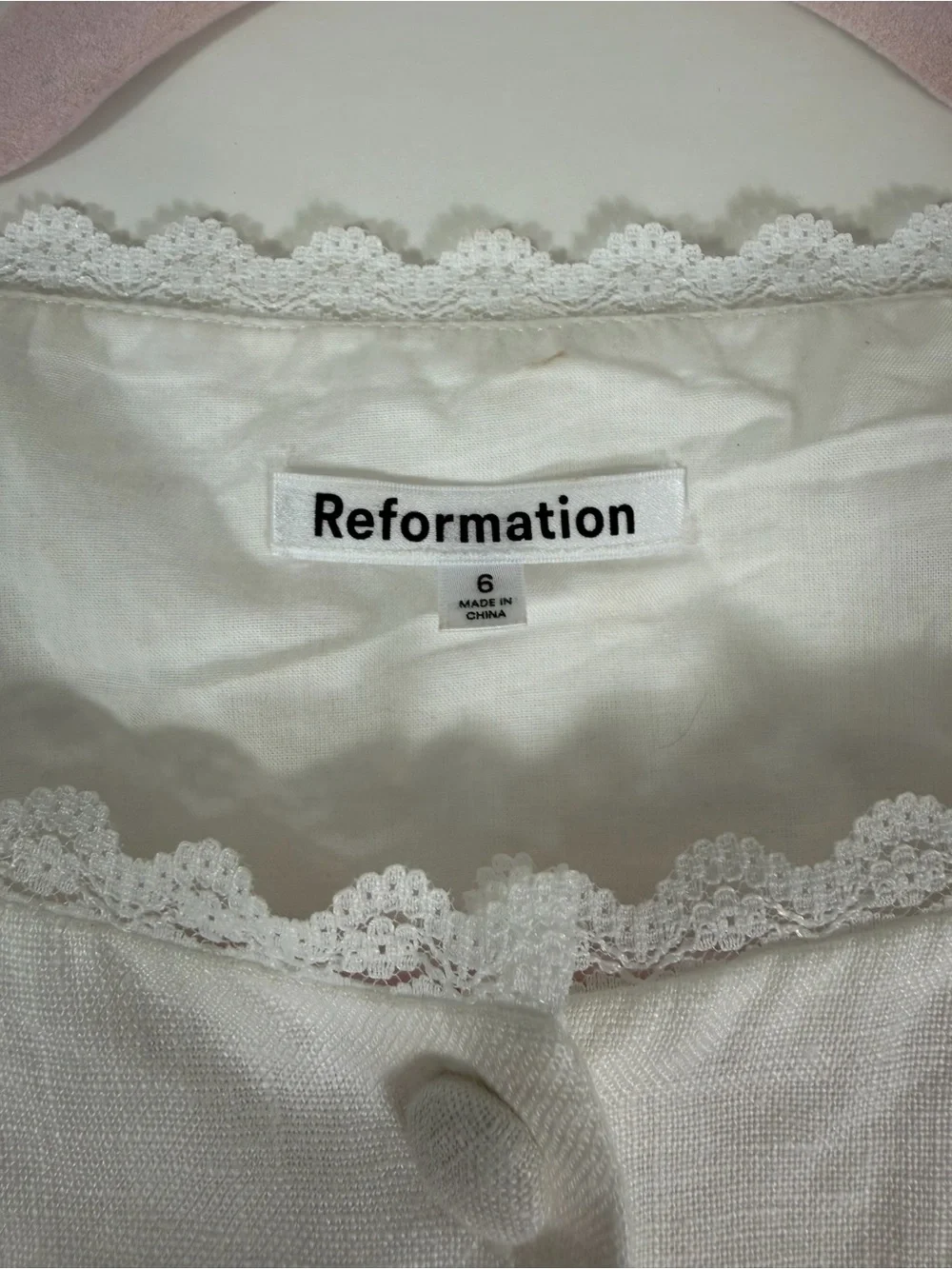 Reformation Amela Linen Top White Size 6 - Picture 4 of 10